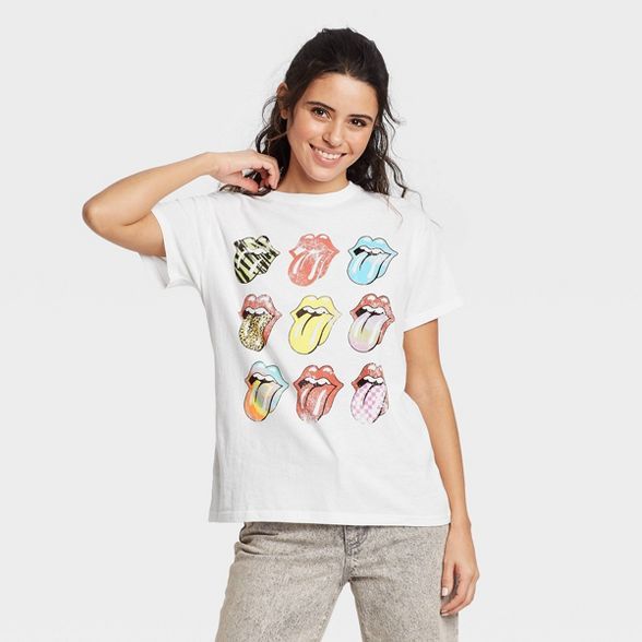 Women's The Rolling Stones Multi Logo Short Sleeve Graphic Boyfriend T-Shirt | Target