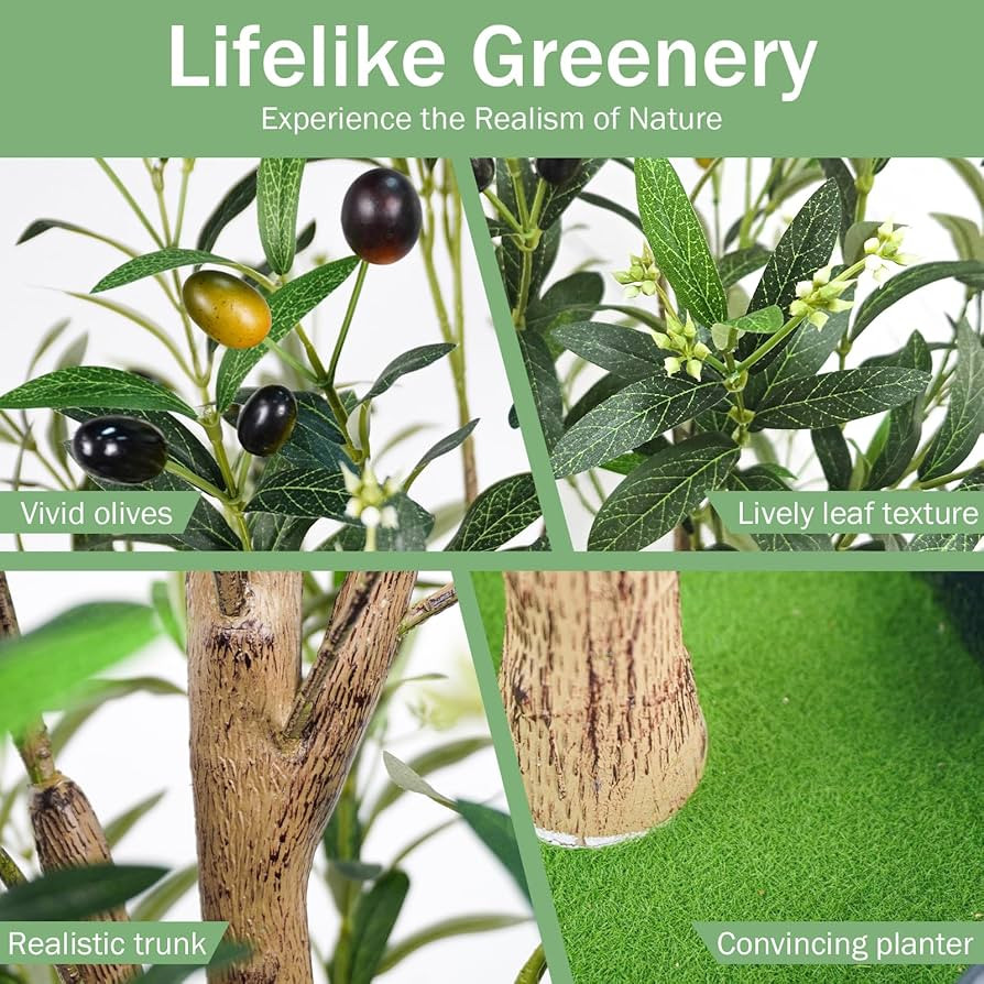 Caxchiling Faux Olive Tree 6FT, Artificial Potted Tree with Planter, Silk Plants Indoor Outdoor, ... | Amazon (US)