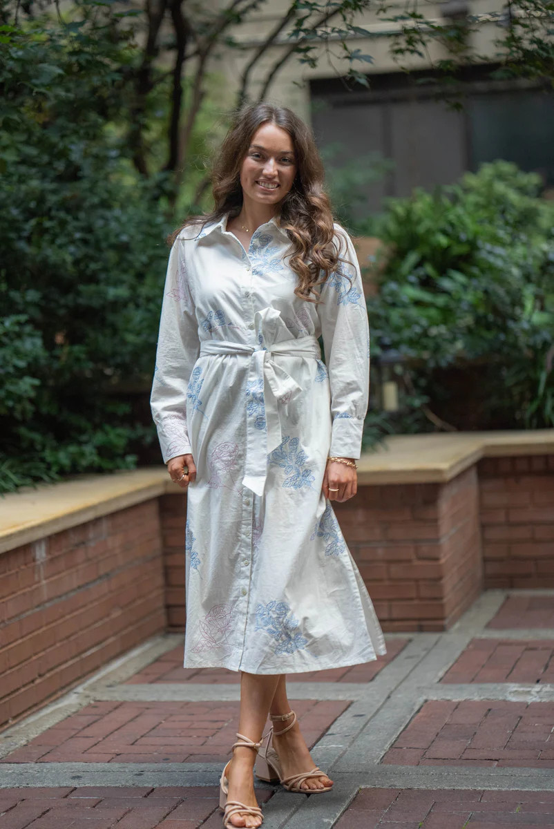 EMMA CLASSIC TAILORED MIDI DRESS | MULTICOLORED LARGE POPPY | All In The Detail