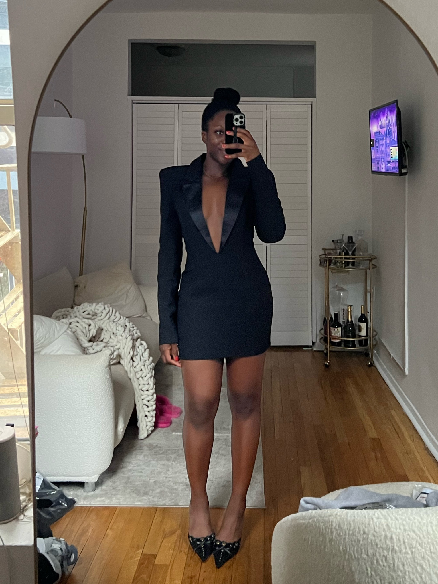 black tailored satin lapel blazer dress nkmedani on LTK