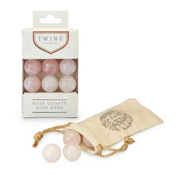 Twine Rose Quartz Wine Gems, Pink Drink Chillers, Real Polished Rose Quartz Stone Spheres, Whiske... | Walmart (US)