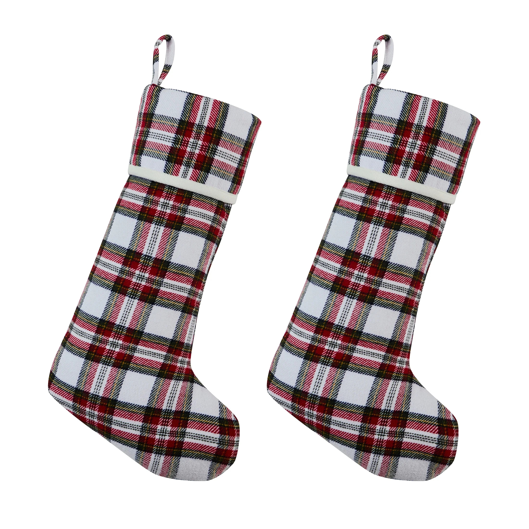 My Texas House Jewel White/Multi Plaid Christmas Stockings, 20" x 10" (2 Count) | Walmart (US)
