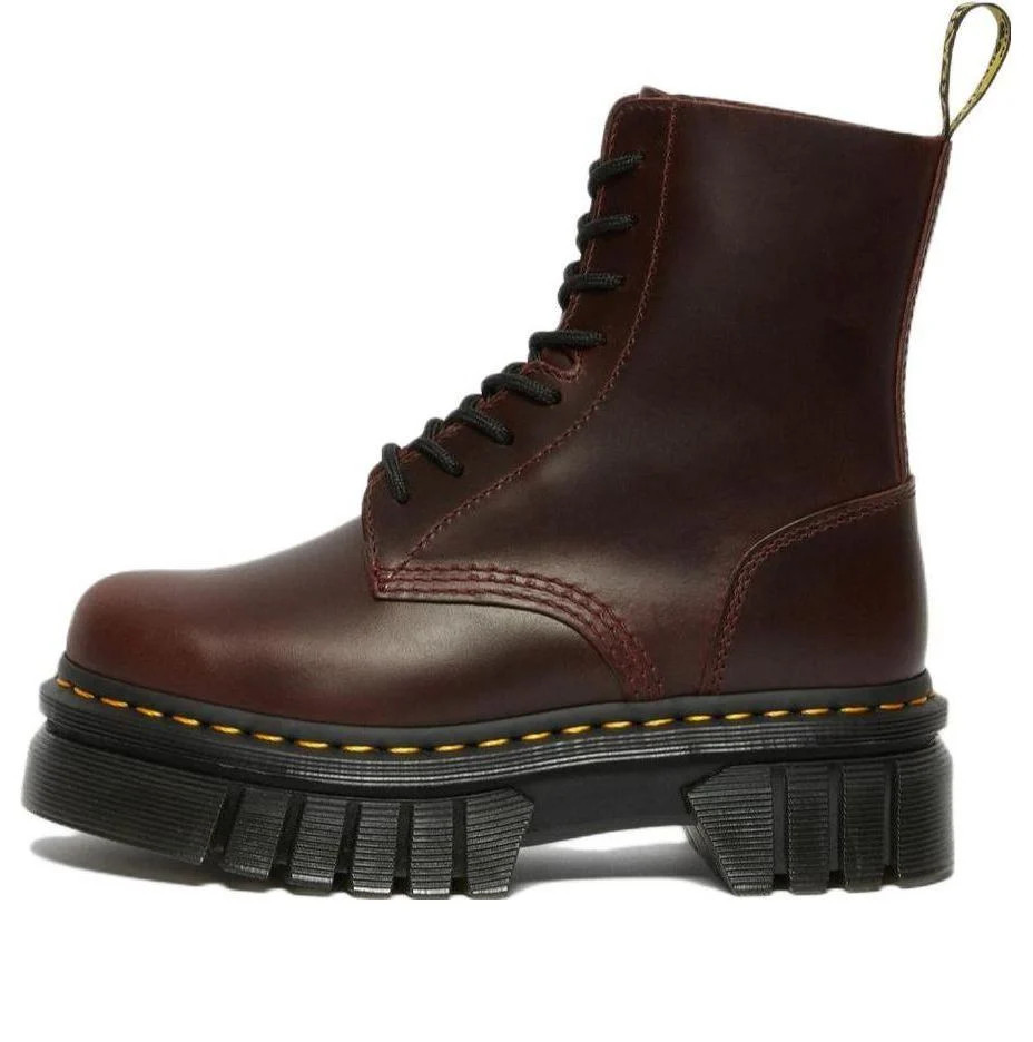 Dr. Martens Audrick Brando Leather Platform Lace Up Boots 'Brown' | KICKS CREW