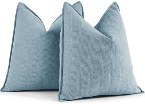 ZWJD Throw Blue Pillow Covers 18x18 Set of 2 Chenille Pillow Covers with Elegant Design Soft and ... | Amazon (US)