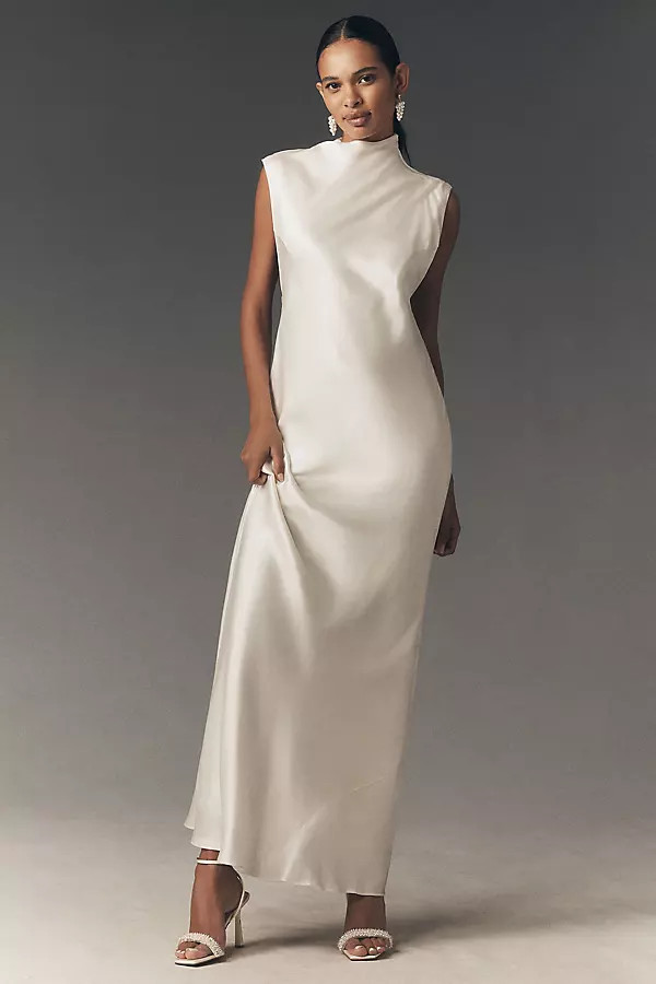 Satin Column Knot Maxi Dress | Anthropologie (US)