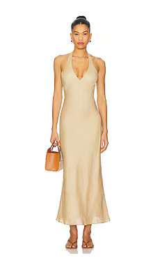 Bardot x REVOLVE Paola Halter Linen Midi Dress in Sand from Revolve.com | Revolve Clothing (Global)