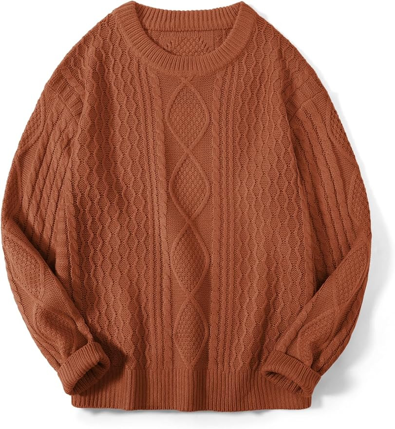 Zeagoo Cable Knit Sweater Women Crewneck Long Sleeve Sweater 2024 Fall Chunky Vintage Pullover To... | Amazon (US)