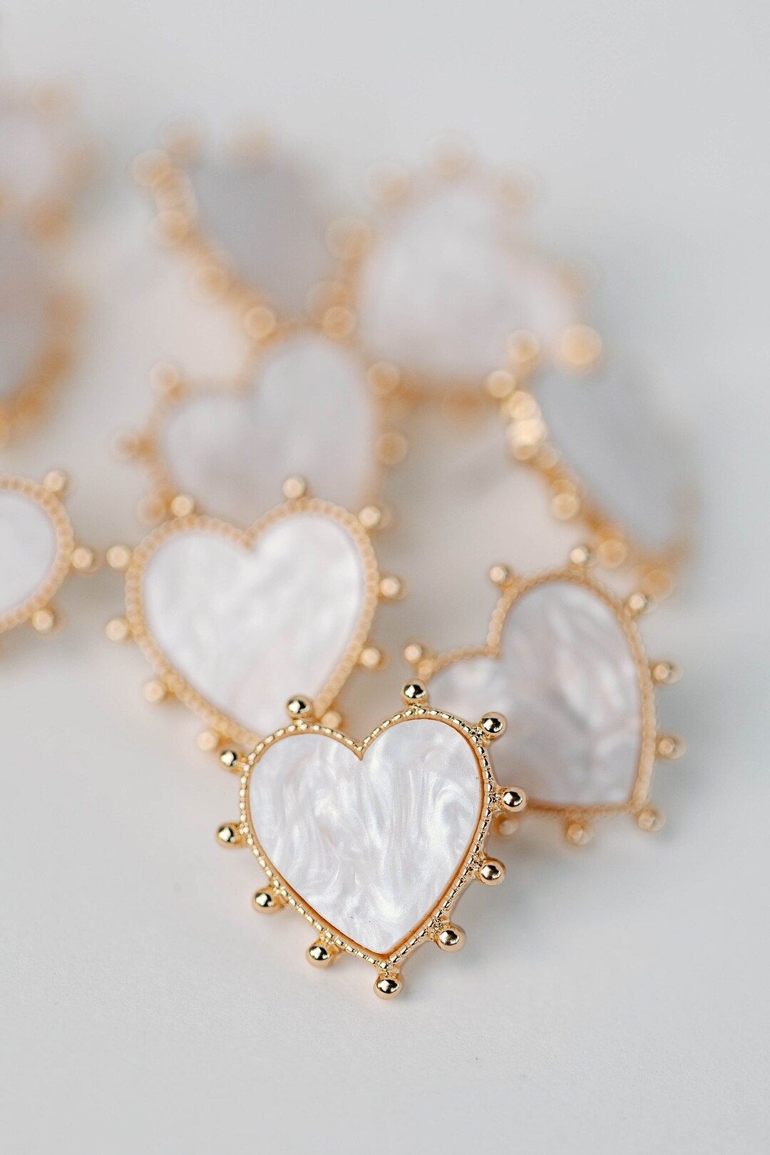 Gold Studded Pink Tortoise Heart Earrings - Etsy | Etsy (US)