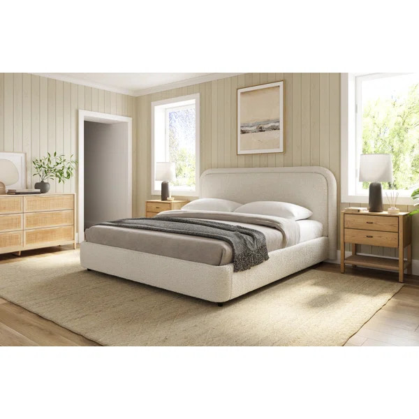 Premium Upholstered Aurora Lift-Up Storage Bed, Performance Boucle Fabric, Jiske | Wayfair North America