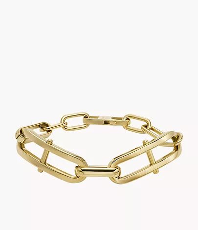 Heritage D-Link Gold-Tone Stainless Steel Chain Bracelet | Fossil (US)