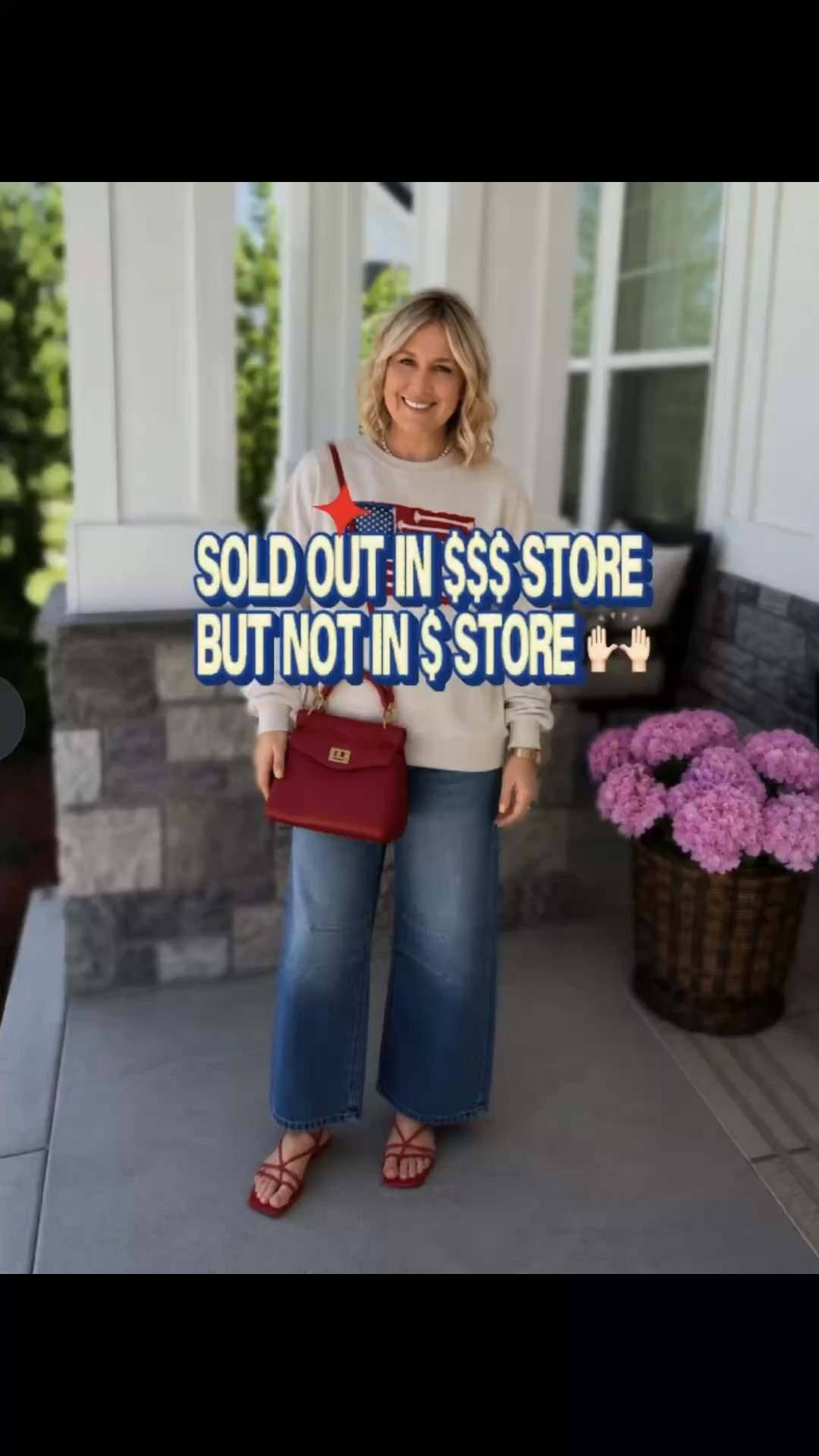 LOOK FOR LESS 🇺🇸✨
Amazing quality + giving designer vibes without the designer price tag 👏🏻
Going FAST + selling out in $$$ stores… but still in stock here 🙌🏻
The red bag + sandals make this whole outfit feel elevated while still being comfy and effortless ❤️
-

4th of july outfit. patriotic fashion. red white and blue style. america inspired outfit. patriotic midsize fashion. 4th of july style ideas. casual 4th of july outfit. summer patriotic outfit. american flag sweatshirt. midsize summer fashion. over 40 fashion. over 50 style inspiration. affordable patriotic outfit. look for less fashion. walmart fashion finds. comfy chic outfit. casual classy style. wide leg jeans outfit. feminine midsize style. everyday summer outfit. trendy midsize fashion. red sandals outfit. patriotic outfit ideas for women. cute july 4th outfit. stylish mom outfit. vacation summer style. affordable summer fashion. midsize outfit inspiration. comfy summer style. patriotic casual chic look