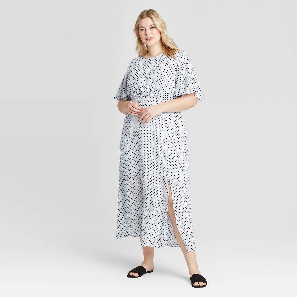 Women's Plus Size Polka Dot Short Sleeve Dress - Who What Wear Blue 4X | Target