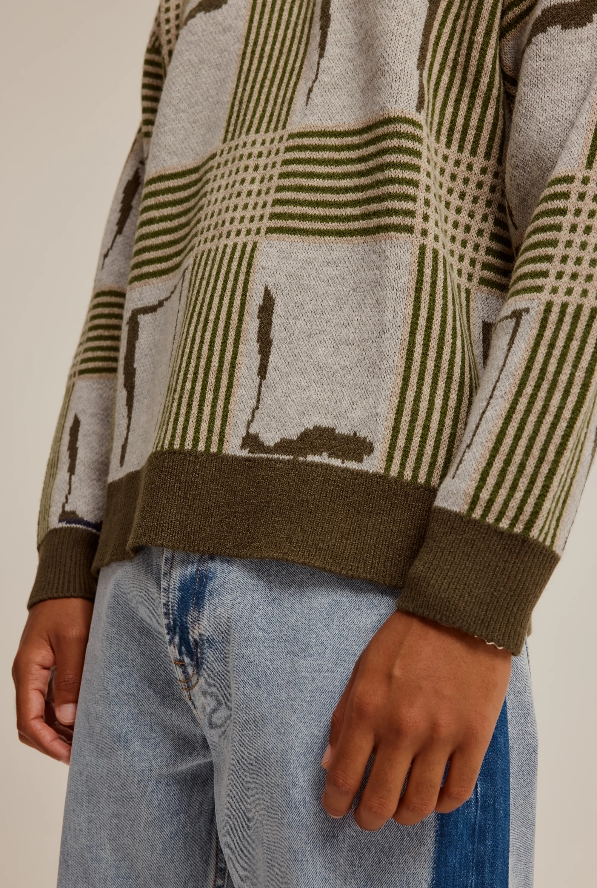 Wool Intarsia Check Sweater | Venroy AU