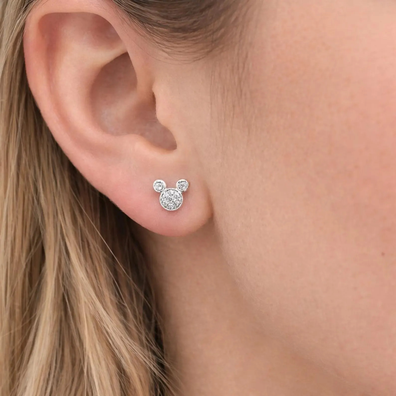 Sterling Silver Mickey Mouse Stud Earrings: Cubic Zirconia Gift S925 - Etsy | Etsy (Global)