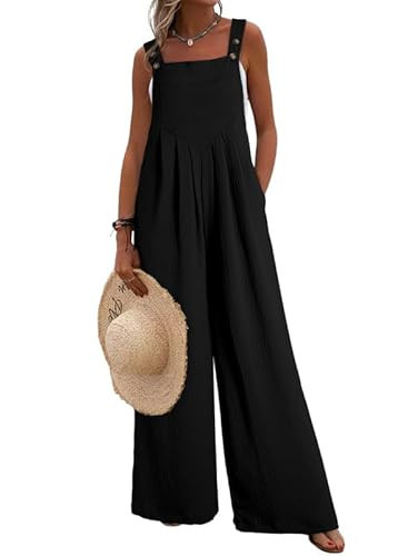 Dokotoo Women's One Piece Sleeveless Overalls Jumpsuits, Casual Loose Wide Leg Long Pant Rompers ... | Amazon (US)