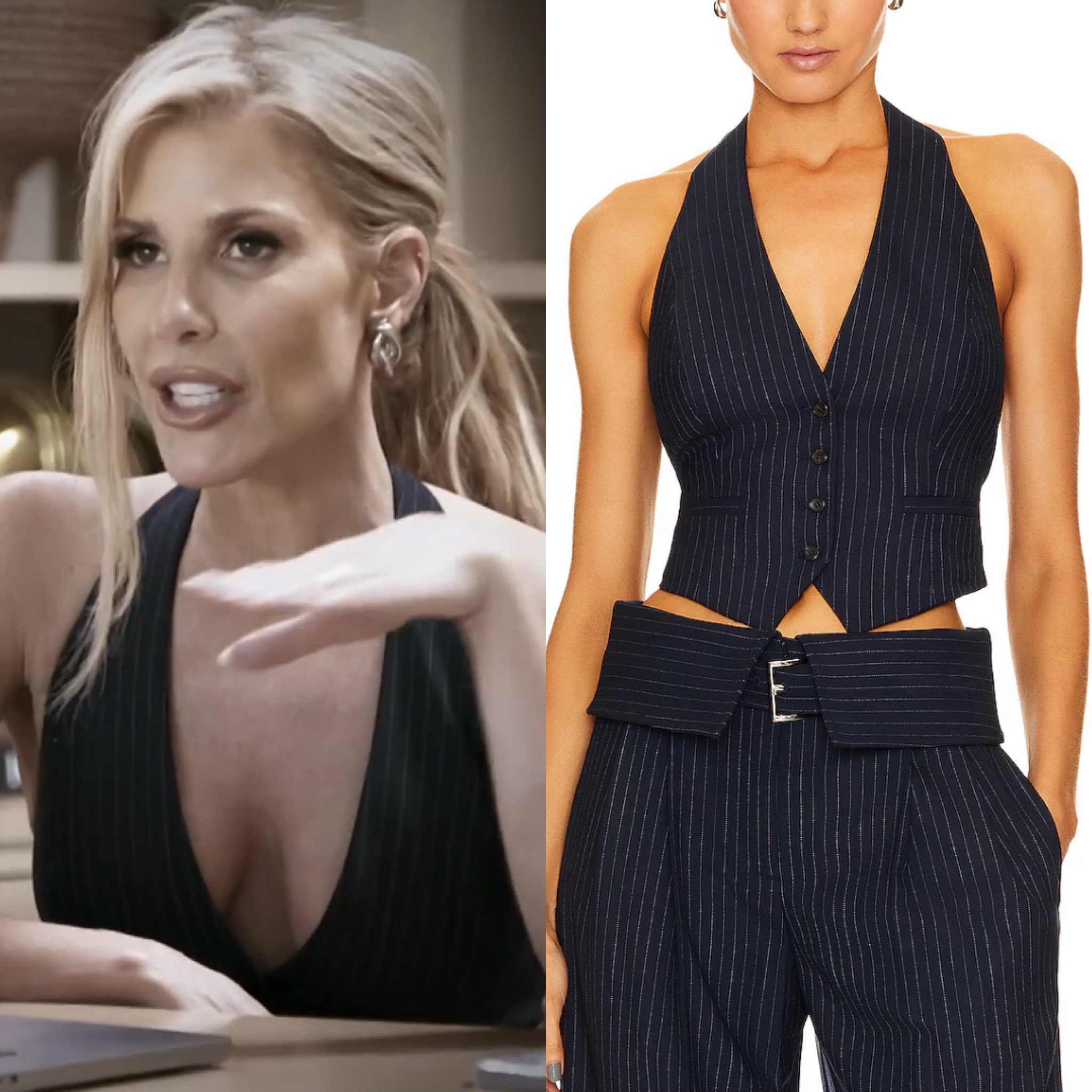 Tracy Tutor’s Pinstripe Halter Vest