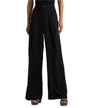 Lauren Ralph Lauren Double-Faced Georgette High Rise Wide Leg Pant - 10 | Dillard's