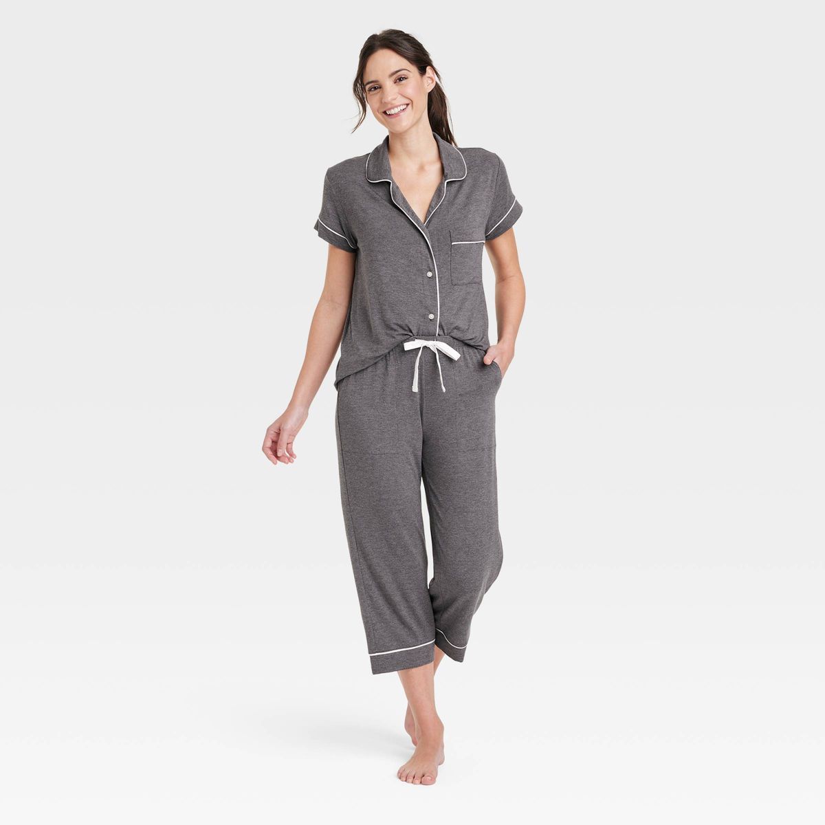 Women's Short Sleeve Notch Collar Top and Pants Pajama Set - Stars Above™ | Target
