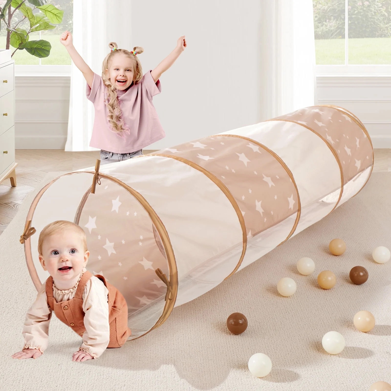Tiny Land Tunnel Toys for Toddlers - 69" x 18" Baby Tunnel Crawl Indoor, Play Tunnel for Kids to ... | Walmart (US)