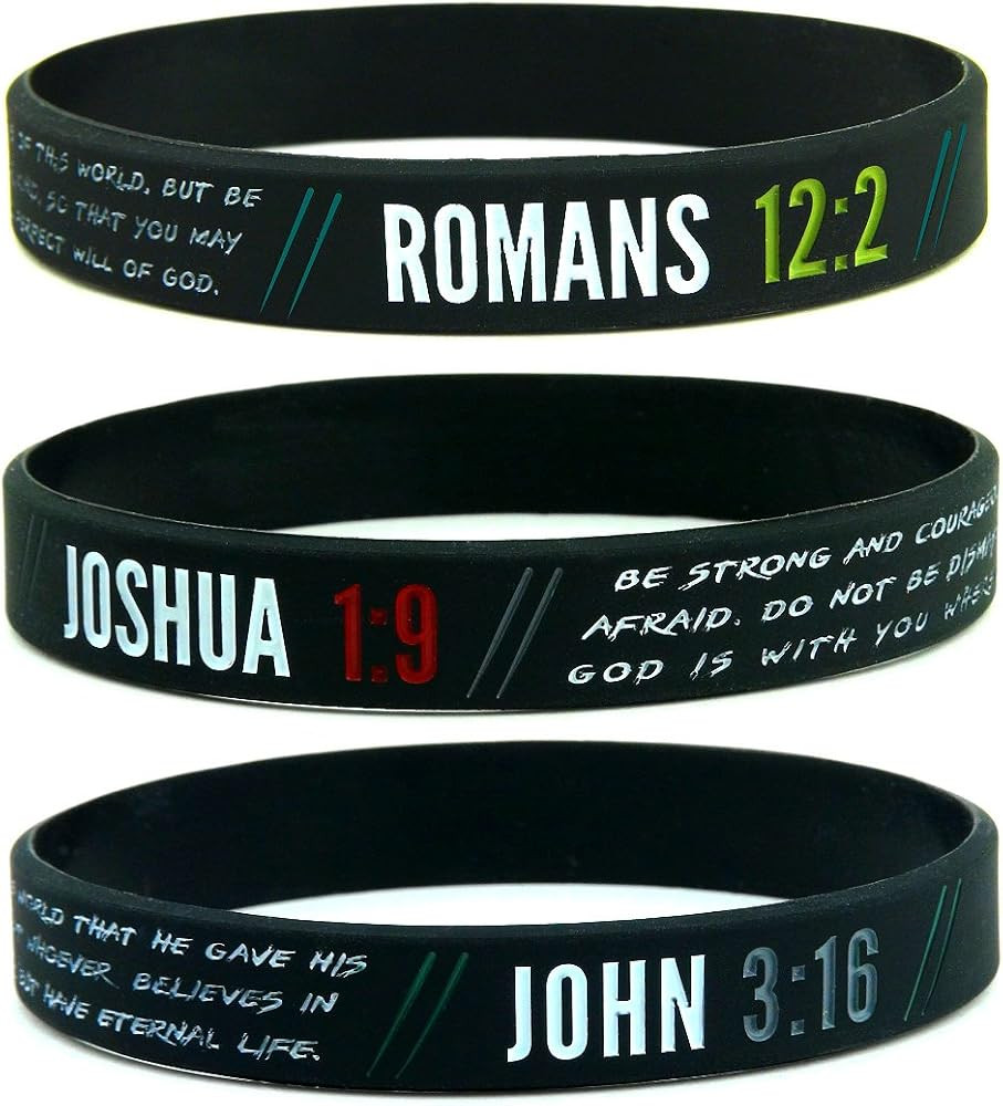 Christian Wristbands for Guys (6-pack) - John 3:16, Romans 12:2, and Joshua 1:9 - Religious Bible... | Amazon (US)