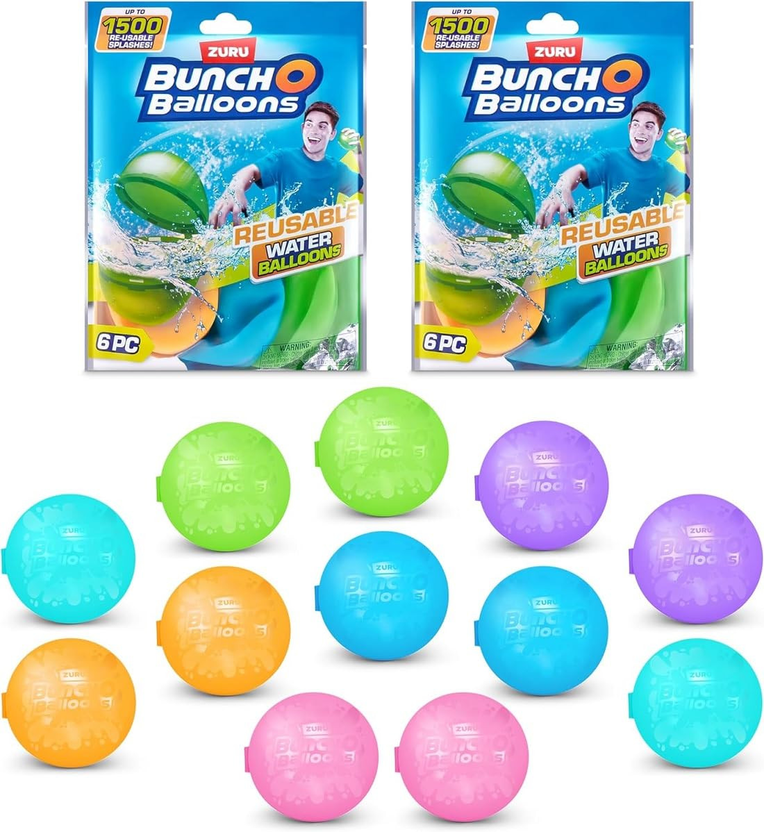 ZURU Bunch O Balloons Reusable Water Balloons,for Kids, Adults (12 Pack - Asst. Colors) | Amazon (US)