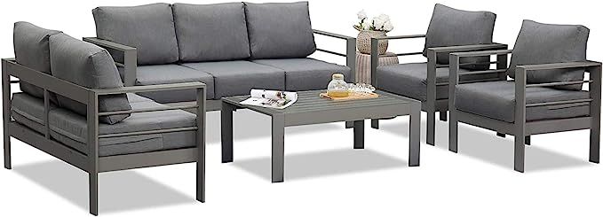 Wisteria Lane Aluminum Outdoor Patio Furniture Set, Modern Patio Conversation Sets, Outdoor Sect... | Amazon (US)