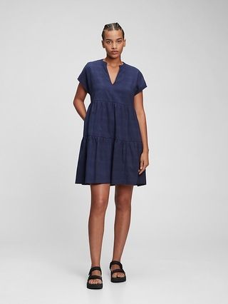 100% Organic Cotton Splitneck Mini Dress | Gap (US)