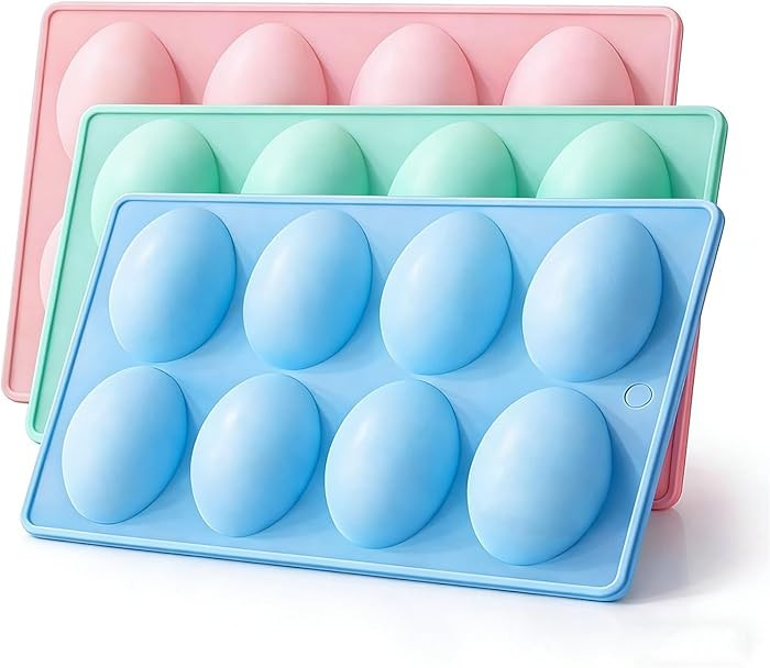 Easter Egg Silicone Mold for Baking, 3 Pack 24 Cavity Food-Grade Chocolate Molds, Non-Stick Egg S... | Amazon (US)