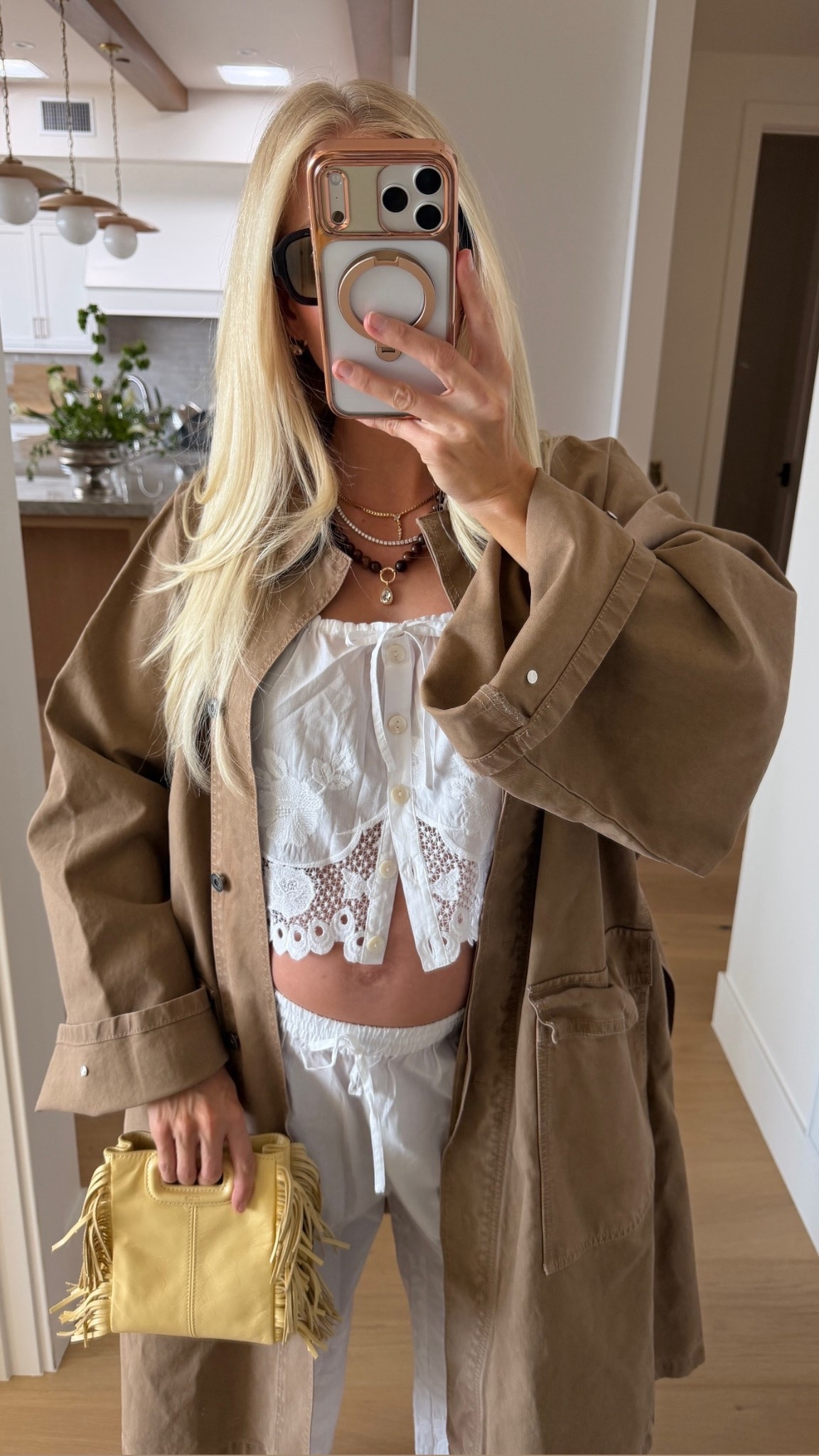 Wearing a medium in tank and pant, xs-s in jacket, shoes run tts! Code “KPGS20!” for discount on tennis necklace!  #kathleenpost

Spring transition look, spring outfits 2026, errands outfit, casual lunch outfit, bump friendly look, maternity look

#LTKootd #LTKBump #LTKSeasonal