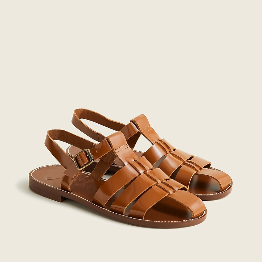 Fisherman sandals in shiny spazzolato leather | J. Crew US