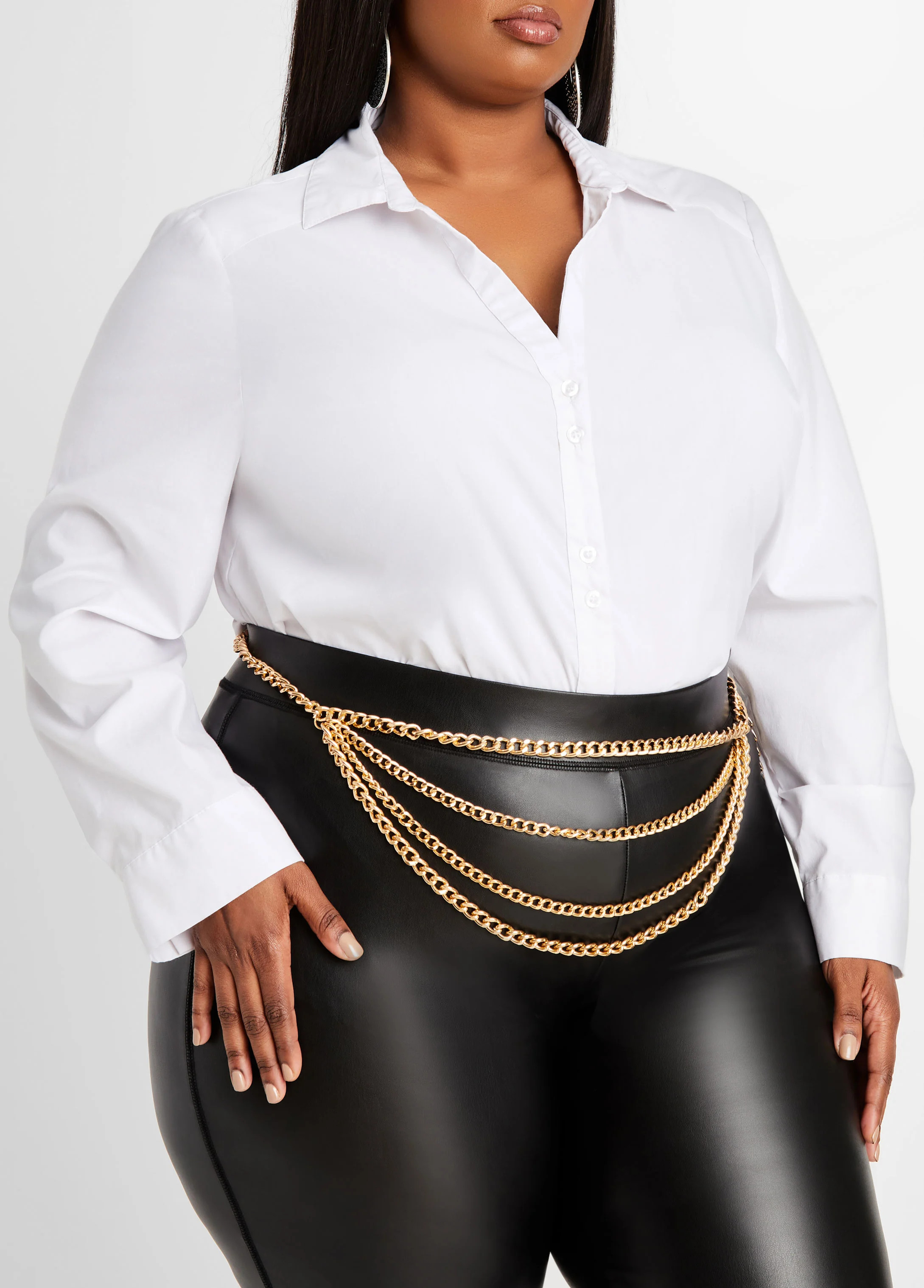 Layered Gold Tone Chain Belt | Ashley Stewart