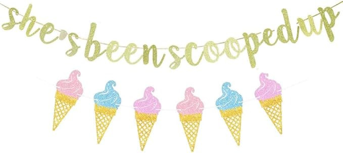 JENSENLIN She's Been Scooped Up Banner,Ice Cream Theme Bridal Shower,Engagement,Bachelor Party De... | Amazon (US)