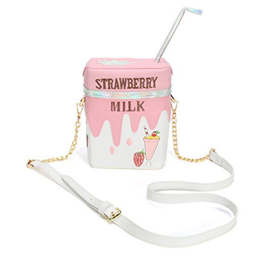 OURBAG Funny Strawberry Milk Women Shoulder Bag Crossbody Bags Girl Small Bag Purse Pink Medium | Amazon (US)