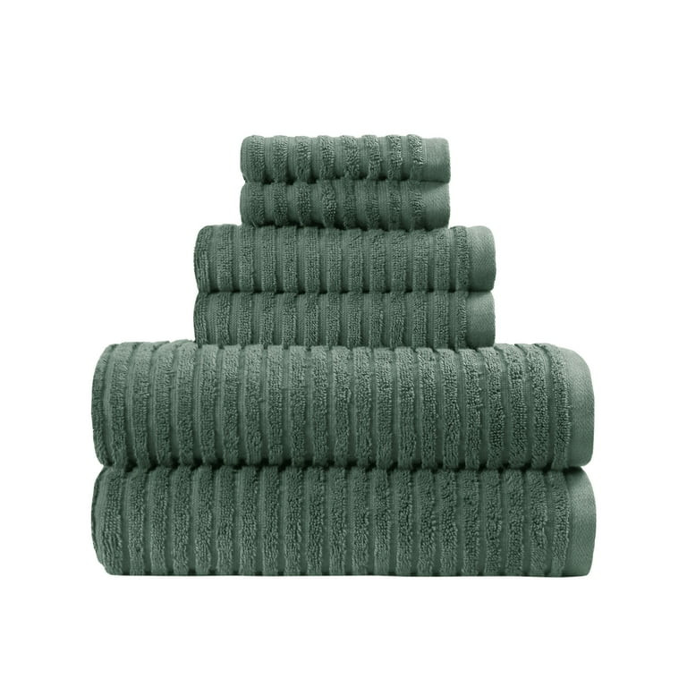 Better Homes & Gardens PowerLoft AIRRICH® 6 Piece Bath Towel Set, Green Ash Textured Stripe - Wa... | Walmart (US)
