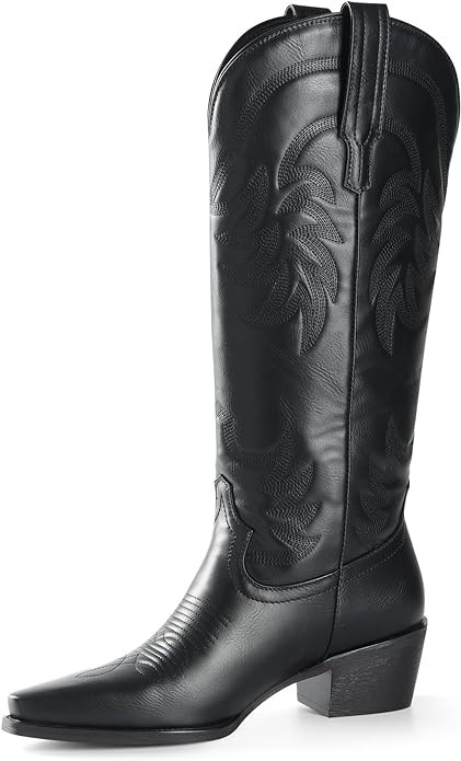 iiimmu Cowgirl Boots Women Knee High Boots Pointed Toe and Block Heel Cowboy Suede and Faux Leath... | Amazon (US)