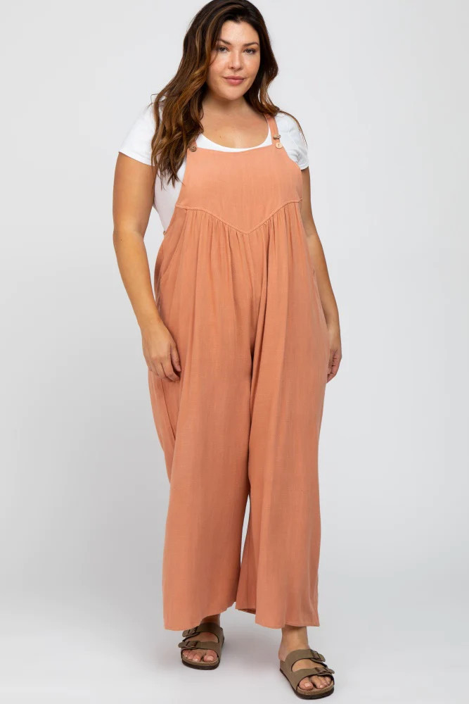 Mauve Linen Plus Overalls | PinkBlush Maternity
