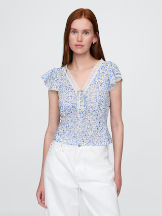 Lace-Trim Floral Top | Gap (US)