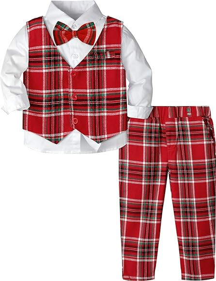 A&J DESIGN Baby Toddler Boys Gentleman Suit Set, 3pcs Outfits Shirts & Vest & Pants | Amazon (US)