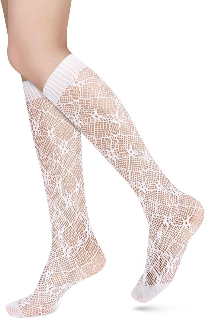 Benefeet Sox Womens Girls Cute Fishnet Knee High Socks Colorful Hollow Out Sheer Mesh Slouch Sock... | Amazon (US)