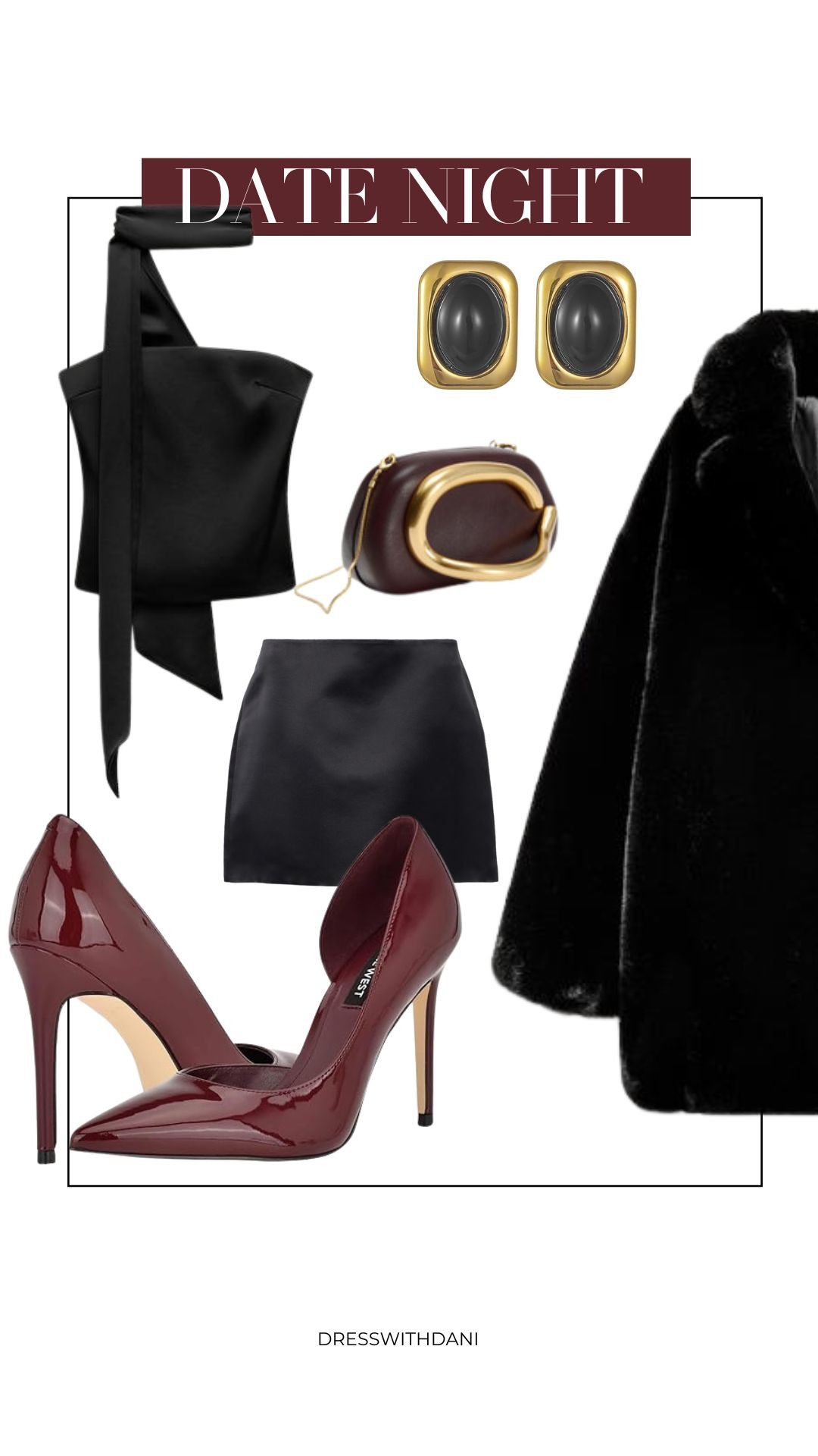 I absolutely love this date night look because it’s so sexy, and has touches of a deep burgundy which I think work beautifully with the black. This could even be your Valentine’s Day night or just a night owl on the town with the girls because it’s just such a good look.

None of the pieces are really competing for attention and they all work in such beautiful harmony together to build an outfit that isn’t too much but it’s still very interesting. 


Date night, girls, night, night, out outfit, scarf, top, miniskirt, burgundy outfit, Zara, Zara, fines, faux, fur jacket, earrings, large earrings 

#LTKShoeCrush #LTKMidsize #LTKNYFW