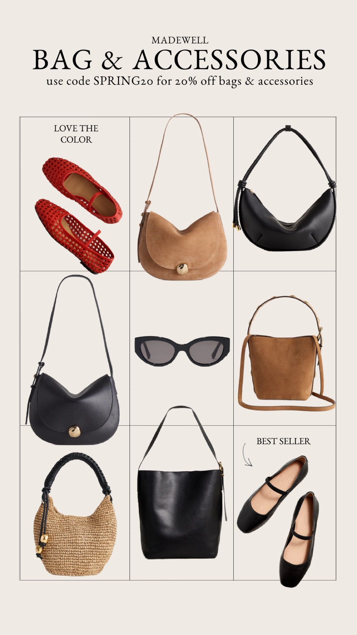 20% off accessories bags, and shoes at Madewell

#LTKSeasonal #LTKxMadewell #LTKSaleAlert