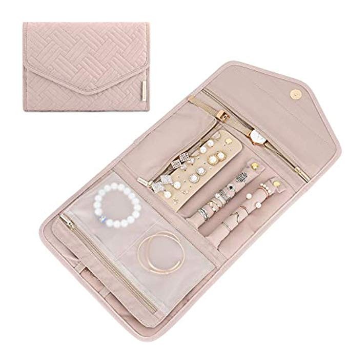 BAGSMART Travel Jewellery Organiser Roll Foldable Jewelry Case for Journey-Rings, Necklaces, Bracele | Amazon (US)