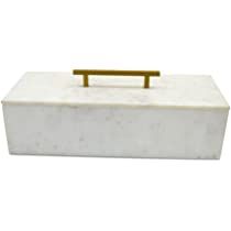 A & B Home 14.25" White and Bronze Contemporary Rectangular Box with Handle | Amazon (US)