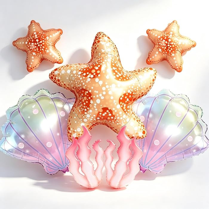 Starfish Balloons Seashell Balloons Starfish Birthday Party Under the Sea Party Decorations Merma... | Amazon (US)