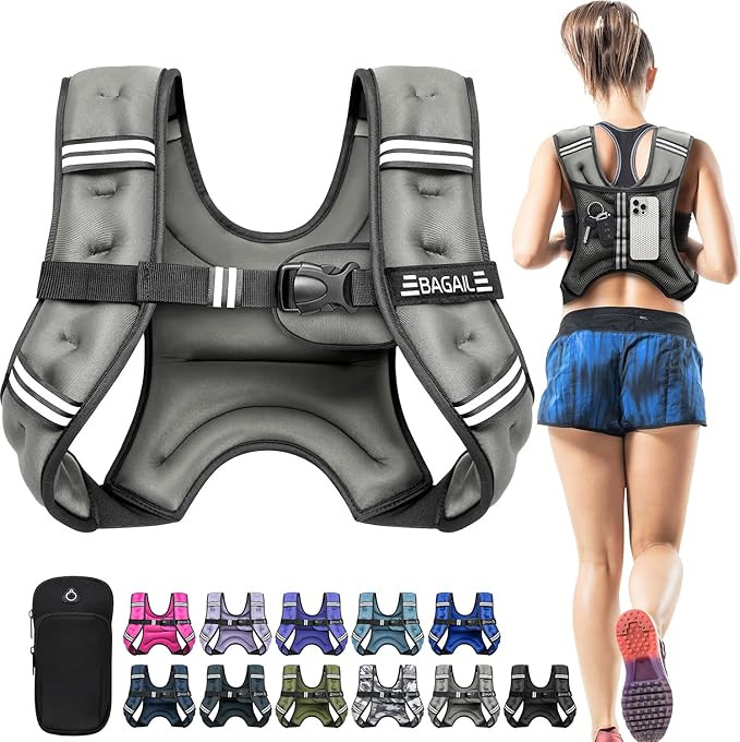 BAGAIL Weighted Vest, 5lb/8lb/10lb/12lb/15lb/20lb/25lb/30lb Weight Vest for Walking & Weight Loss... | Amazon (US)