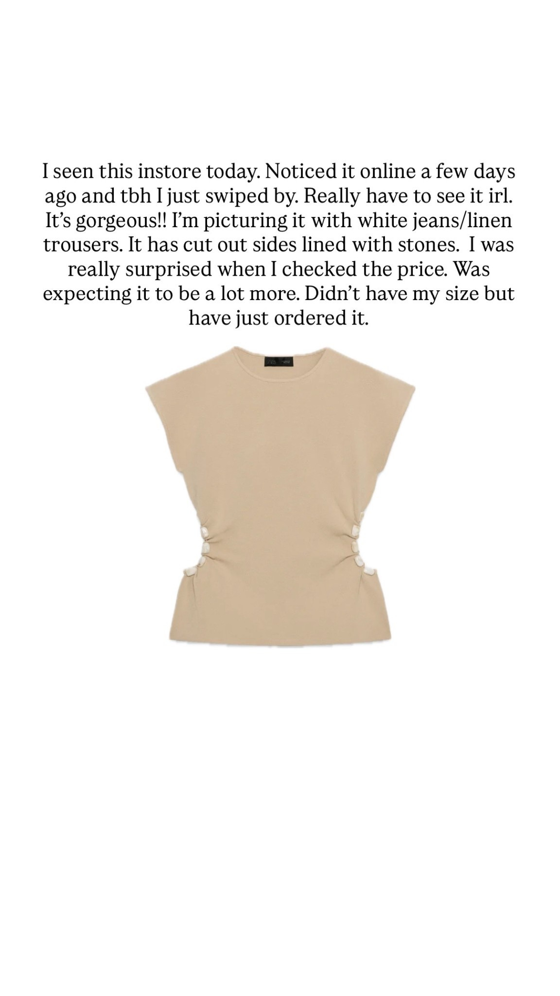 Zara beaded cut out knit top