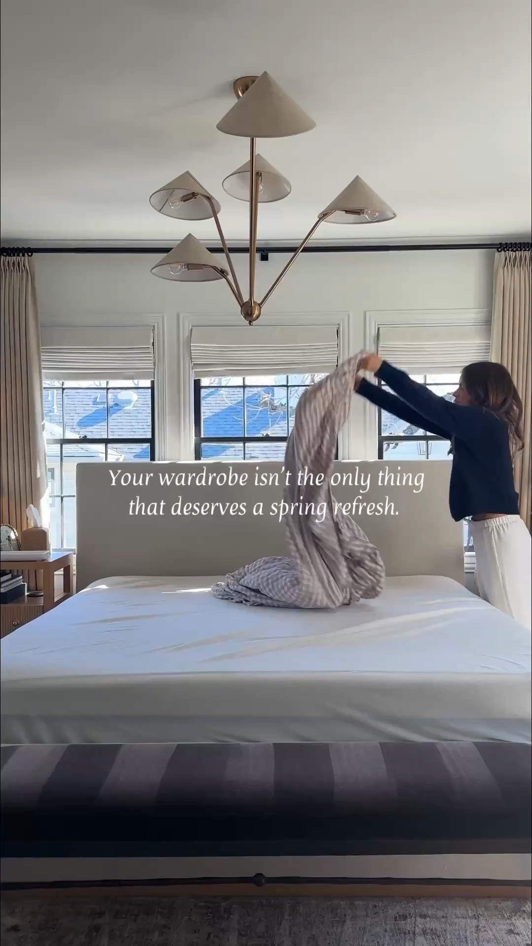 I got these linen sheets in stripe a few months back & love them so much I wanted a second set. A few sets of sheets allow me to be more efficient because I always have a clean set ready to go on without waiting hours on laundry with an unmade bed. Which we know I don’t do well with! I usually make all our beds first thing in the morning. I just don’t feel like my day is truly off to a good start without it.

This quilt is the perfect layering piece in the cooler months or to use on its own when it warms up. It comes in so many colors! I have a similar one from the same brand on Emmett’s bed, too. Everything is from @onequince & is linked here! @shop.ltk #quincepartner #liketkit