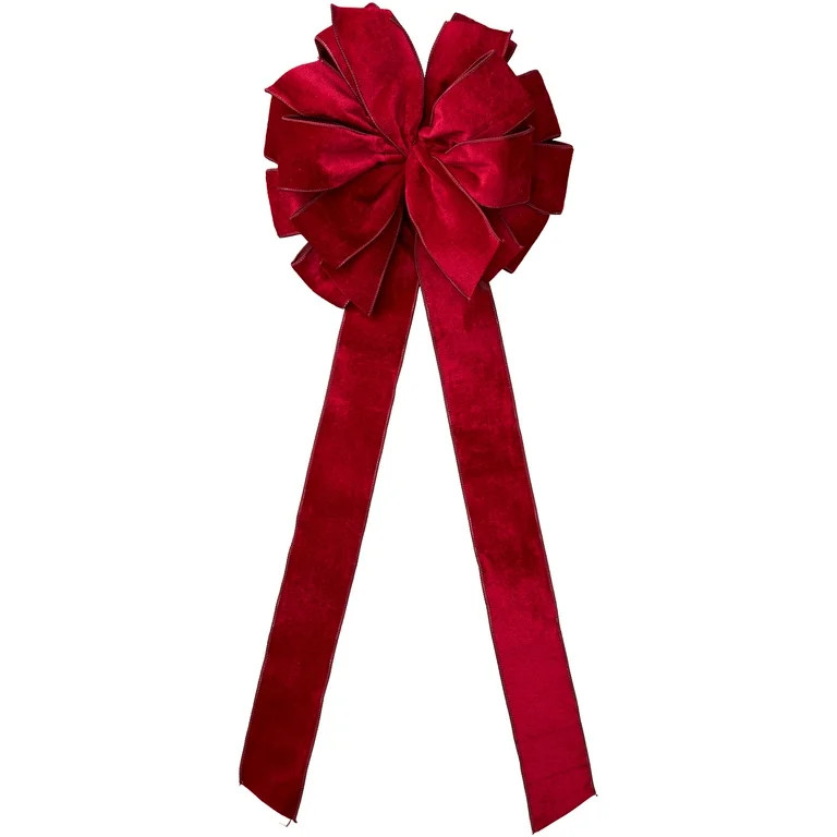 My Texas House Burgundy Velvet Tree Topper Bow, 28 in | Walmart (US)