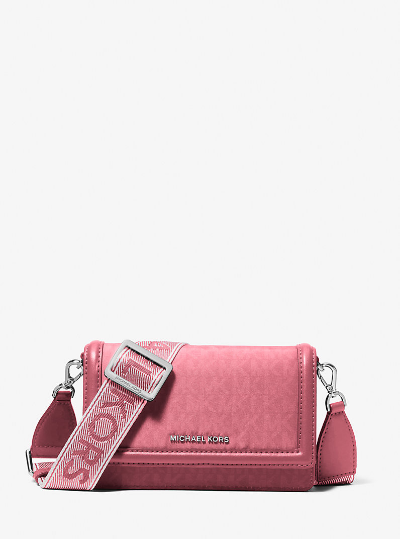 Jet Set Small Signature Logo Print Woven Smartphone Crossbody Bag | Michael Kors US