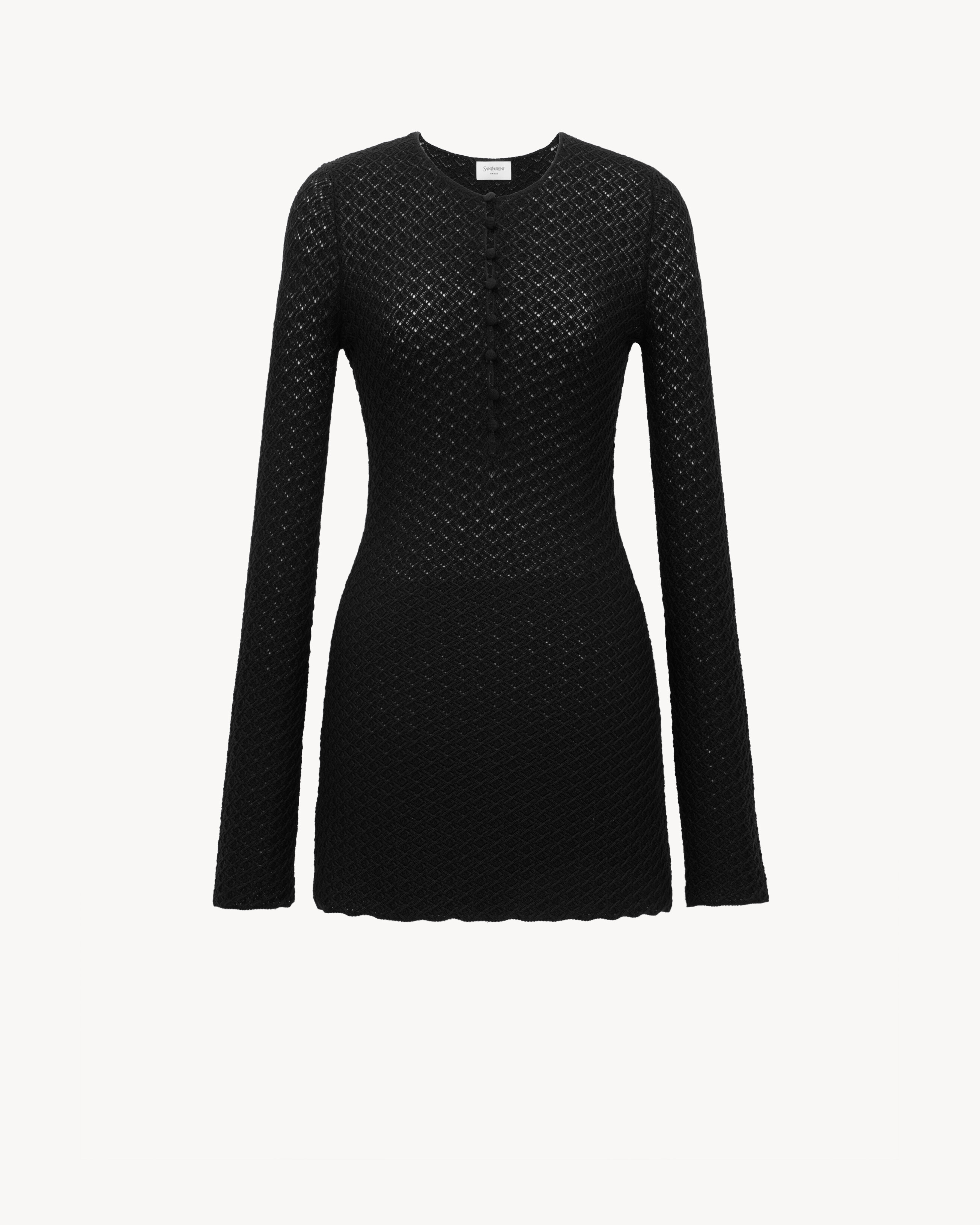 mini dress in crochet knit | Saint Laurent Inc. (Global)